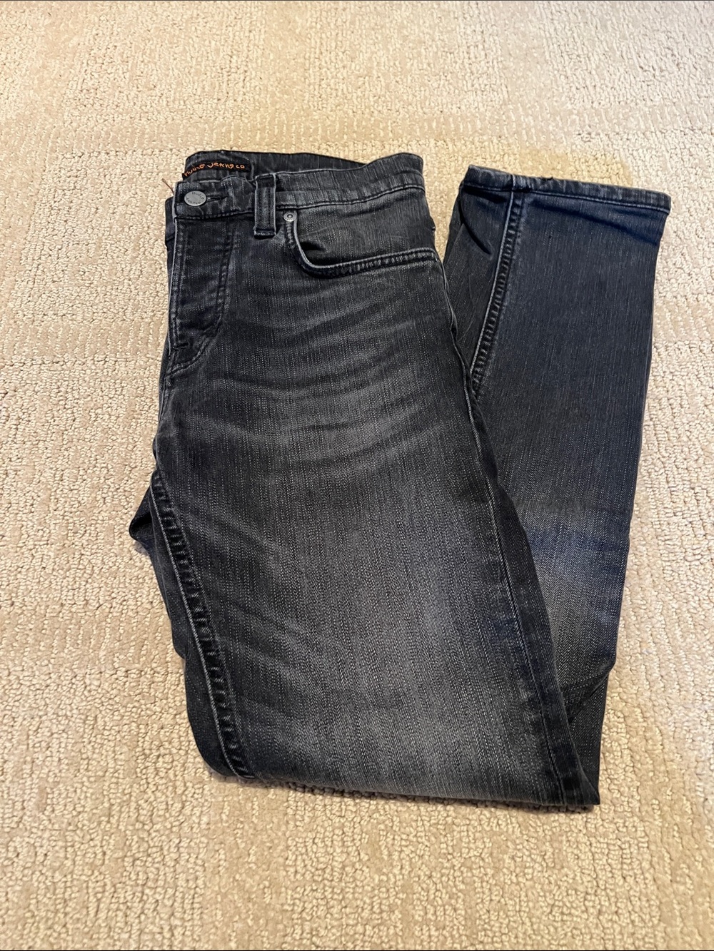 Men's Nudie jeans Black Washed Slim Jeans